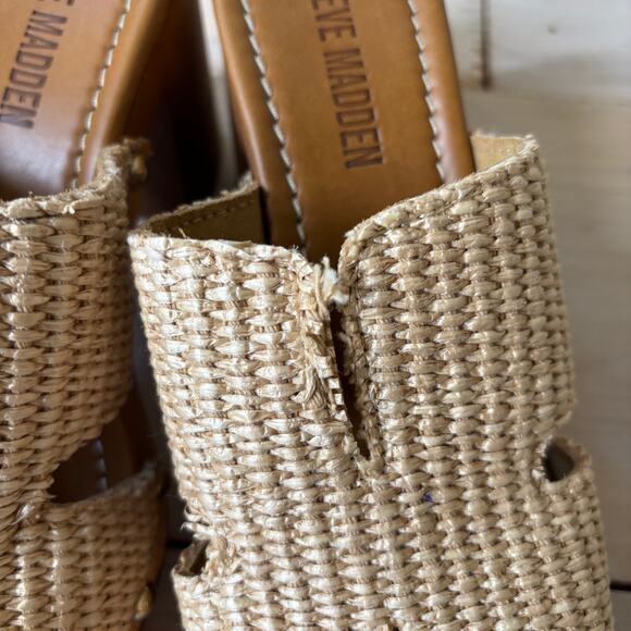 Steve Madden NIB Sunkissed Raffia Platform Block Heel Sandals Size 8 - Picture 6 of 10